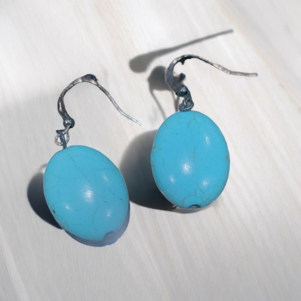 Turquoise single bead earrings